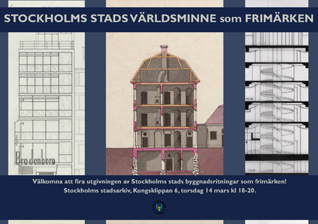 Stockholms byggnadsritningar har blivit världsminne - och frimärken.