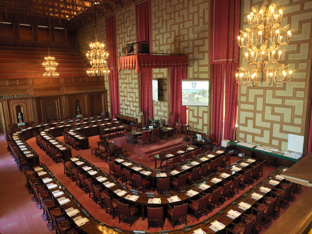 Rådssalen - Stockholms formella politiska hjärta. Foto från stockholm.se