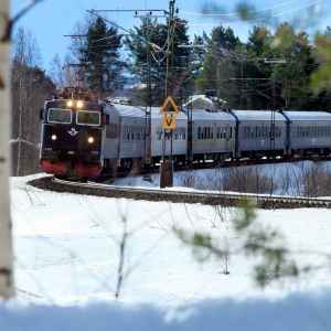 SJ InterCity i vintertrafik. Foto från SJ:s presstjänst, fotograf Stefan Nilsson.