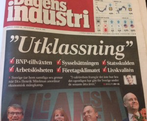 TALANDE RUBRIK. Dagens Industris förstasida i dag 26 augusti 2014.